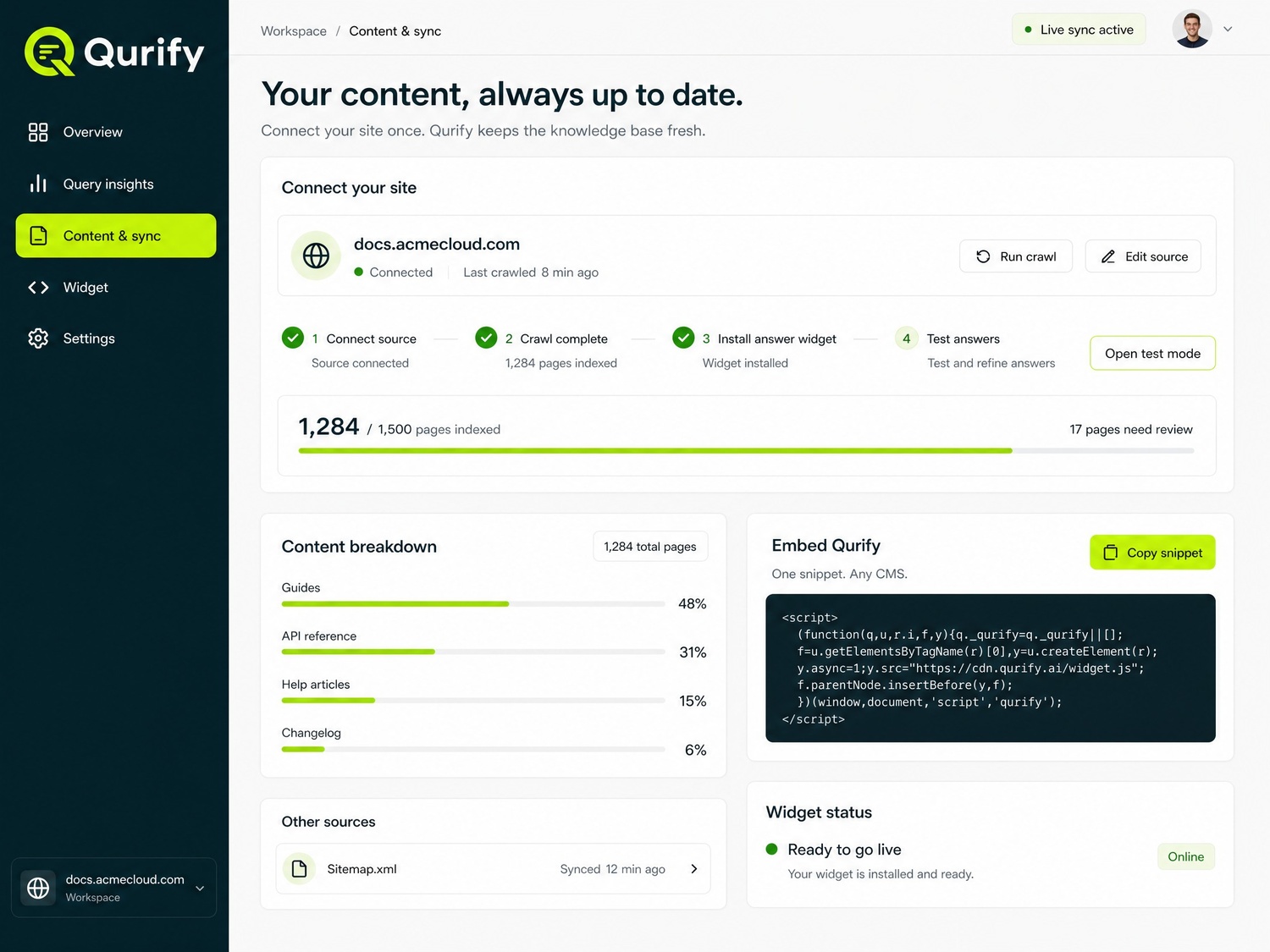 Qurify | AI-Powered Website Search screenshot 1