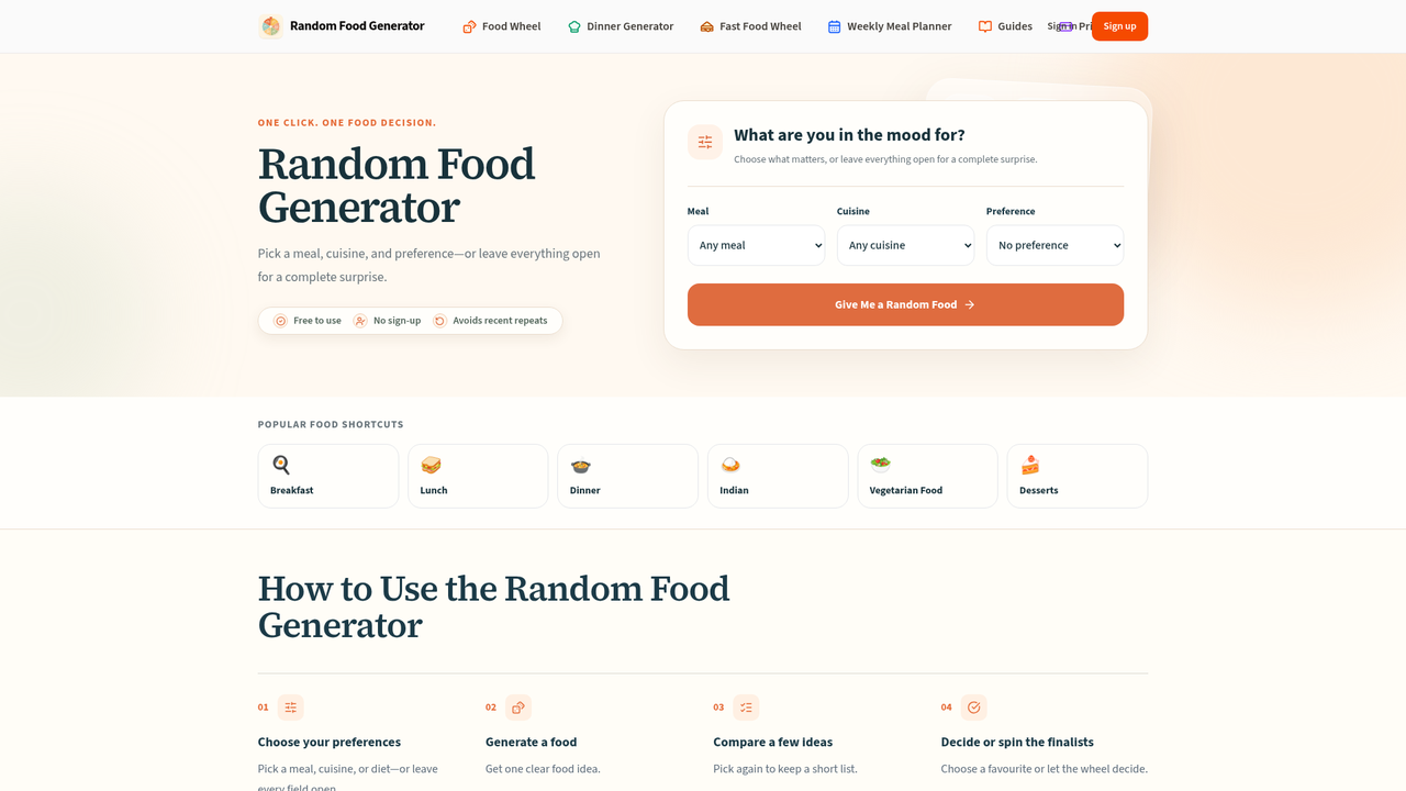 Random Food Generator screenshot 1