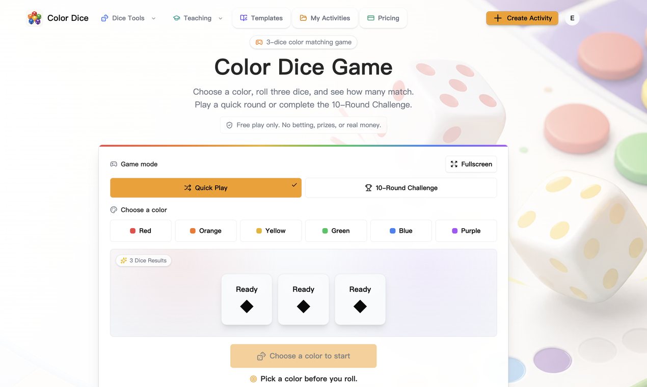 Color Dice Game screenshot 1