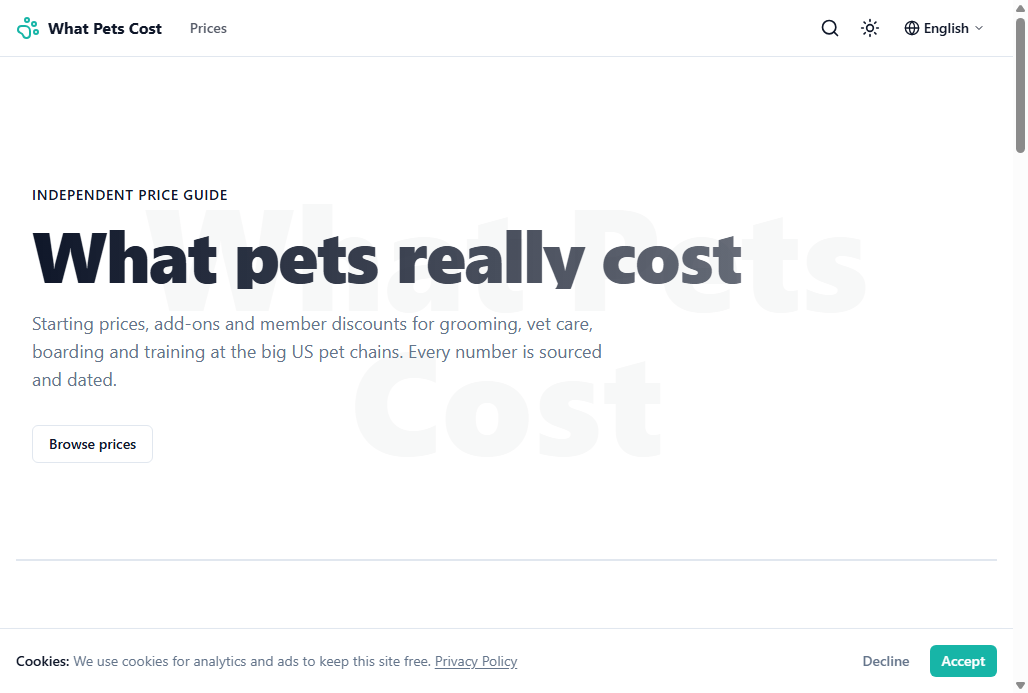 What Pets Cost: Grooming, Vet & Boarding screenshot 1