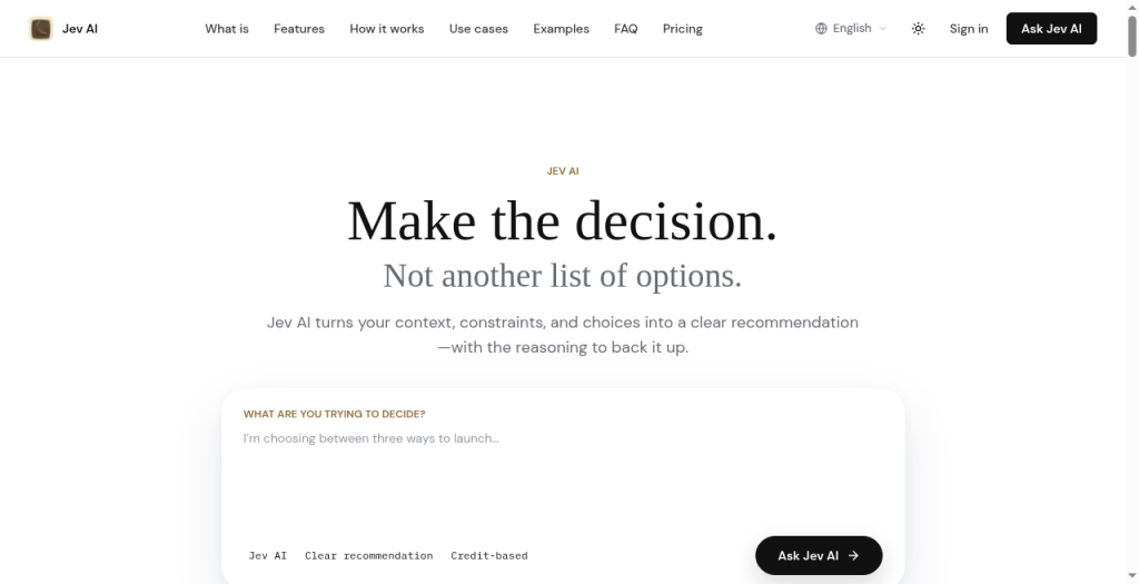 Jev AI — AI for clearer decisions screenshot 1