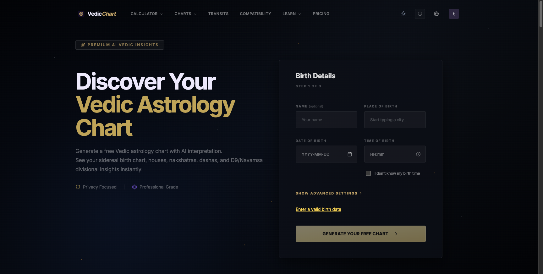 Vedic Astrology Chart screenshot 1