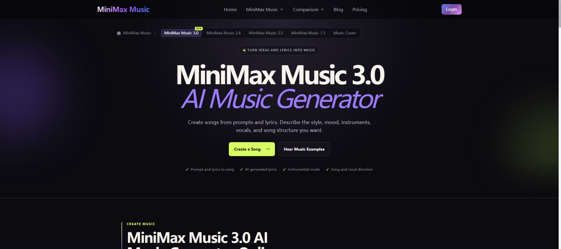 MiniMax Music 3 — minimax-music.com screenshot 1