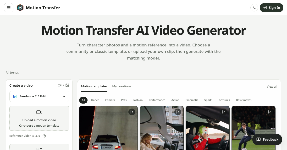Motion Transfer screenshot 1